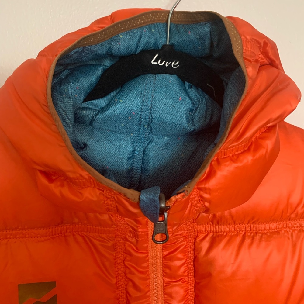 Mountain Force hooded reversible nylon quilted ski jacket orange/blue sz 38/Med - Picture 3 of 14